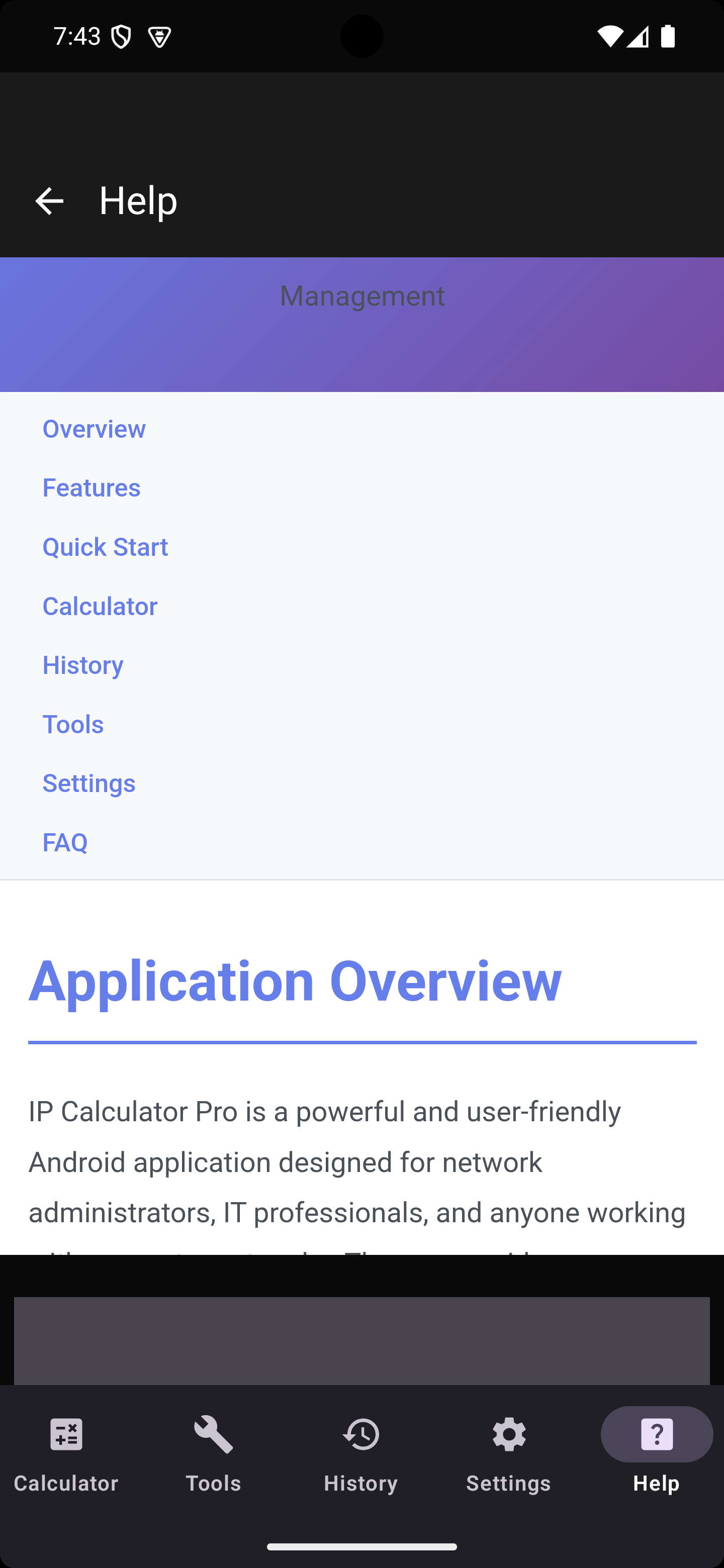 Help and documentation